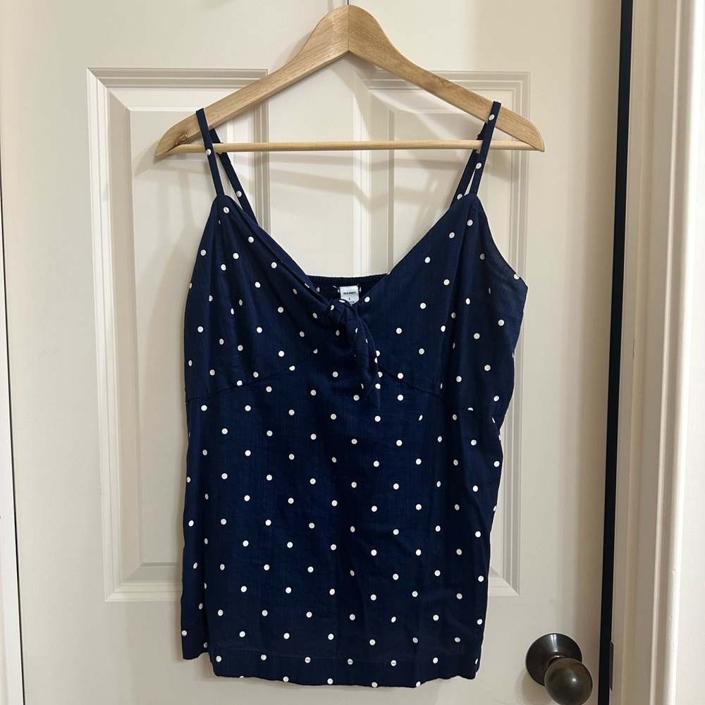 Old Navy Navy Blue Polka Dot Tank Top
